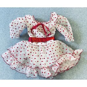 Wolff Fording & Co Costume Girls 6C Pageant Red Polka Dot Lace Dress Vtg 80s